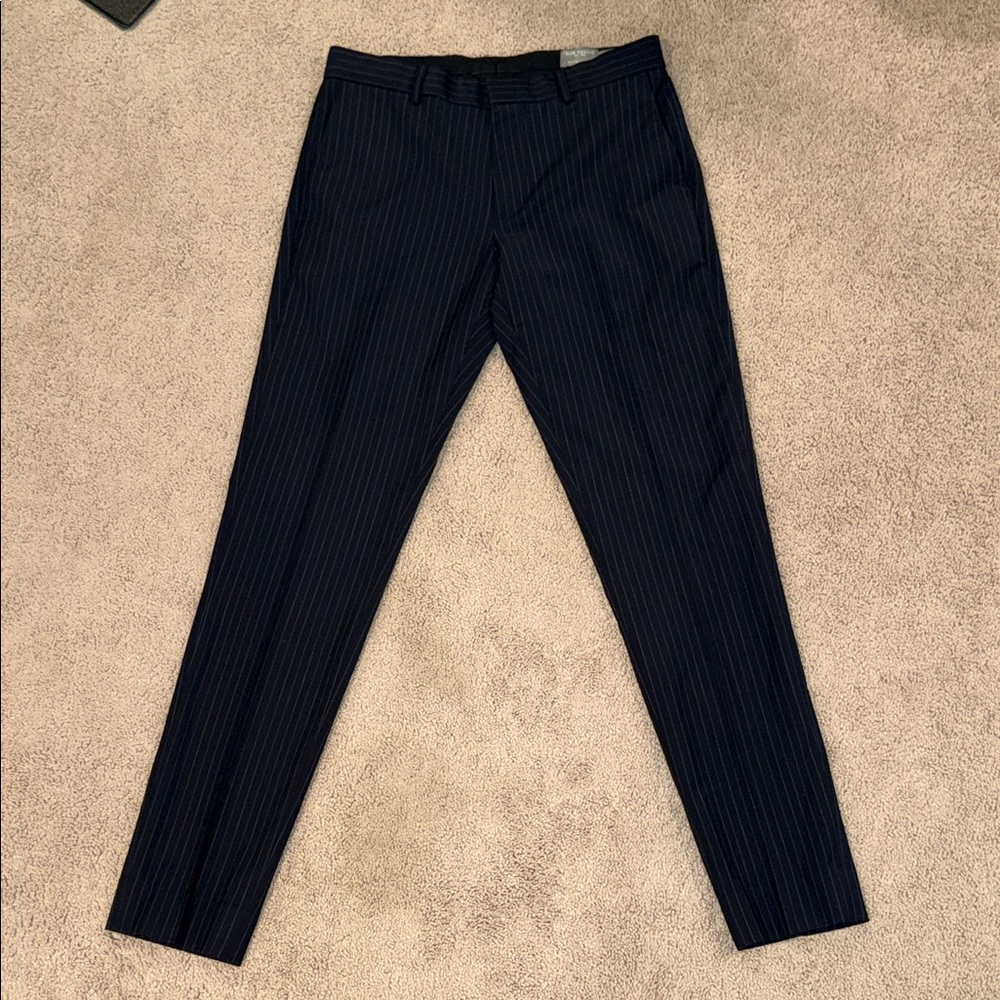 Club Monaco Men's Navy Striped Dress Pants